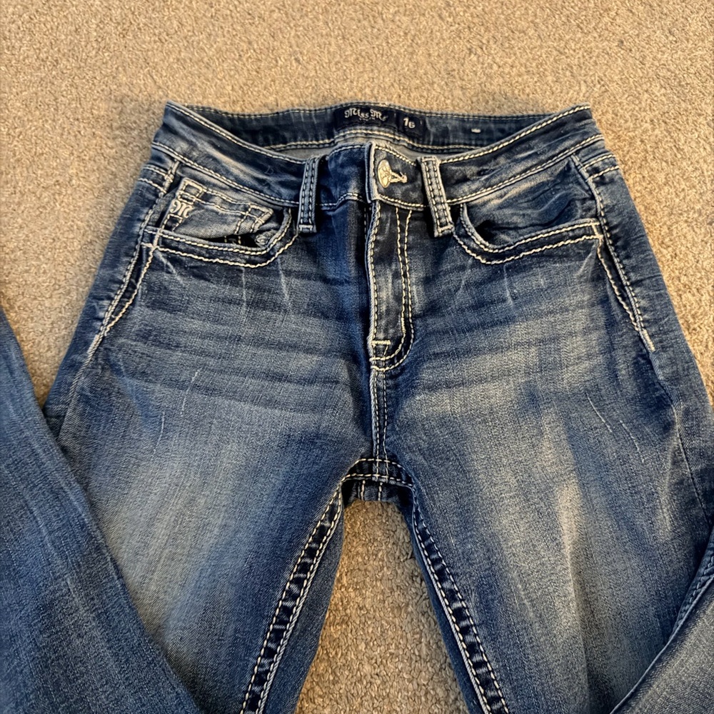 Miss Me Kids Indigo Jeans with White Stitching